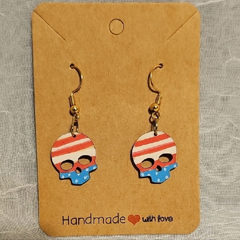 Patriotic Skull Earrings for Kids